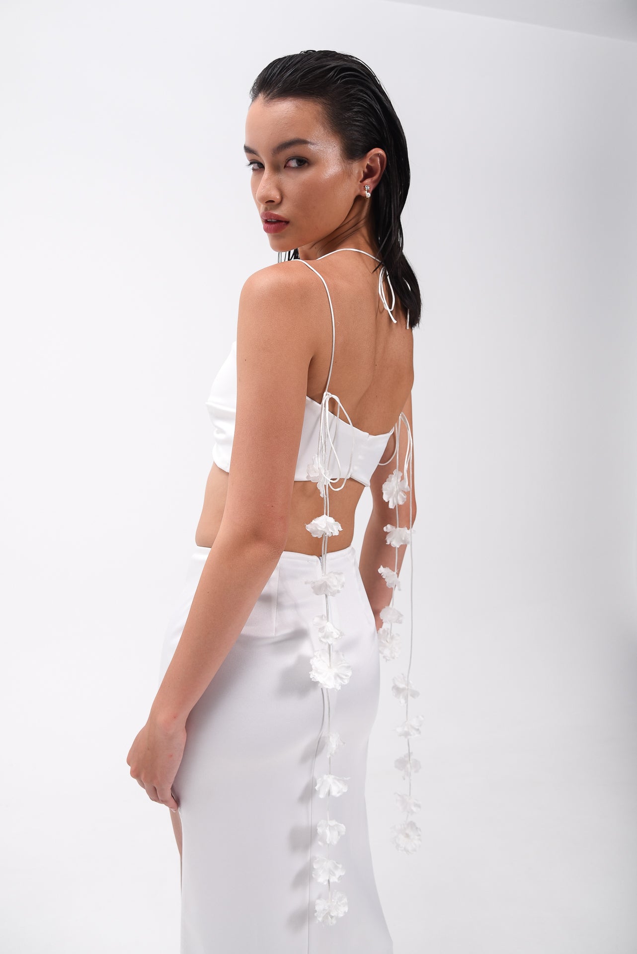 Floral Crop Top In Off-White