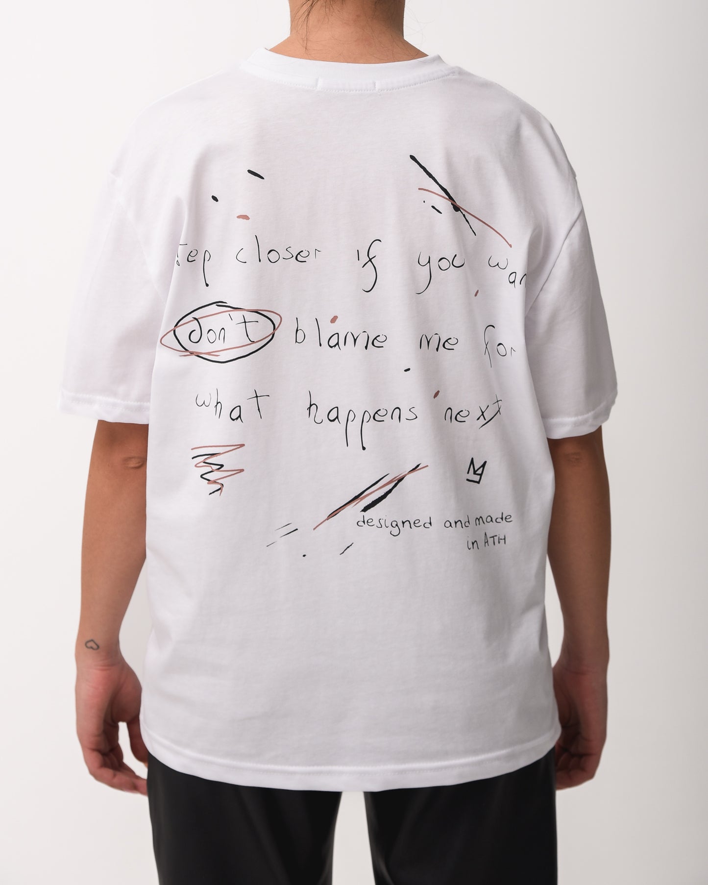 "Step Closer" Unisex Tee In White