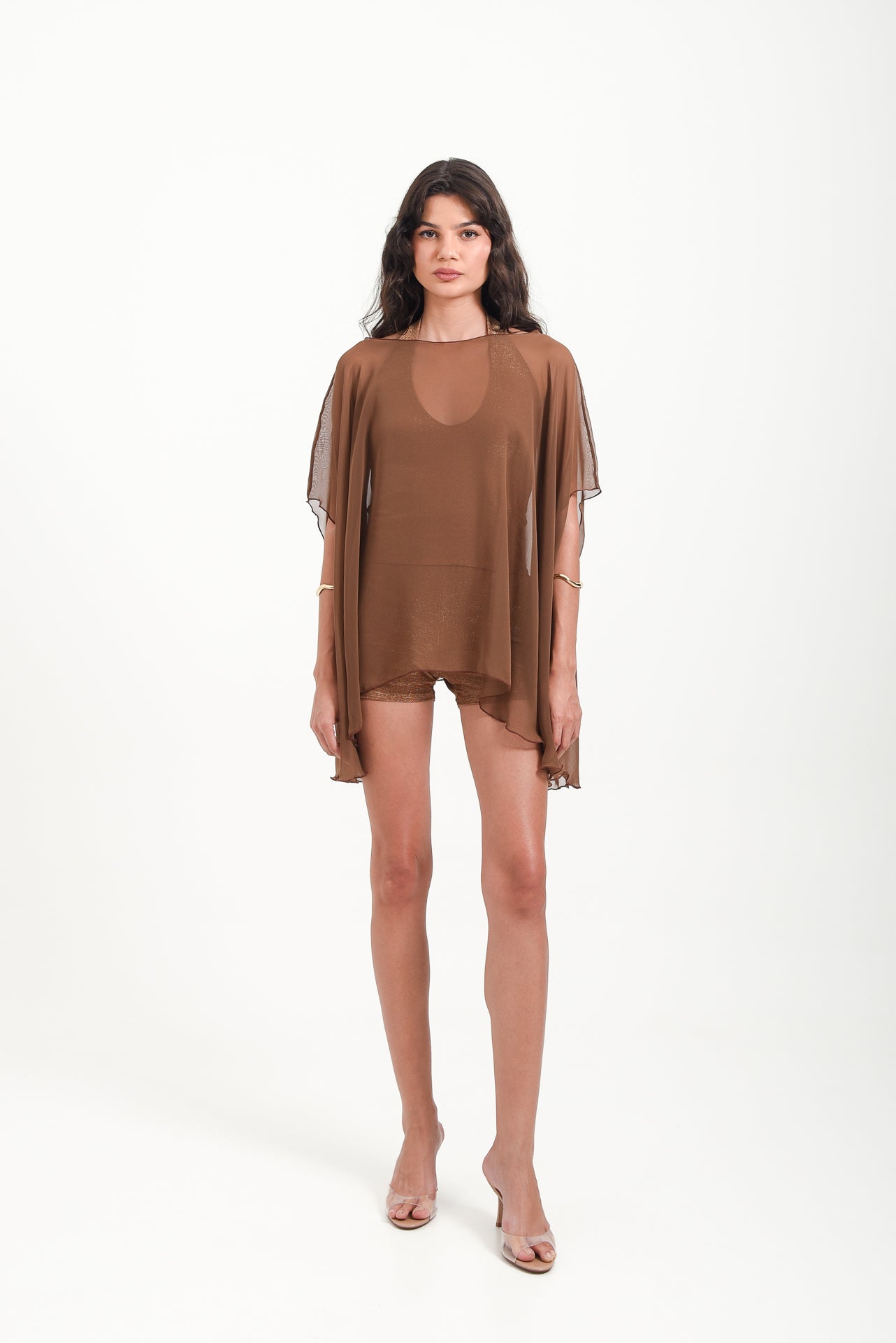 Siren Sheer Kaftan In Brown