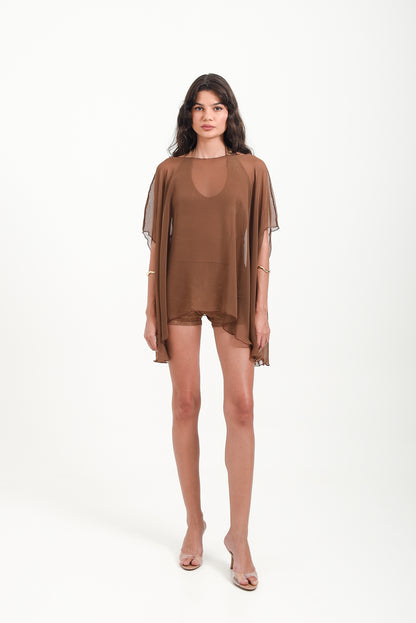 Siren Sheer Kaftan In Brown
