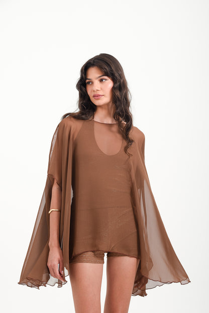 Siren Sheer Kaftan In Brown