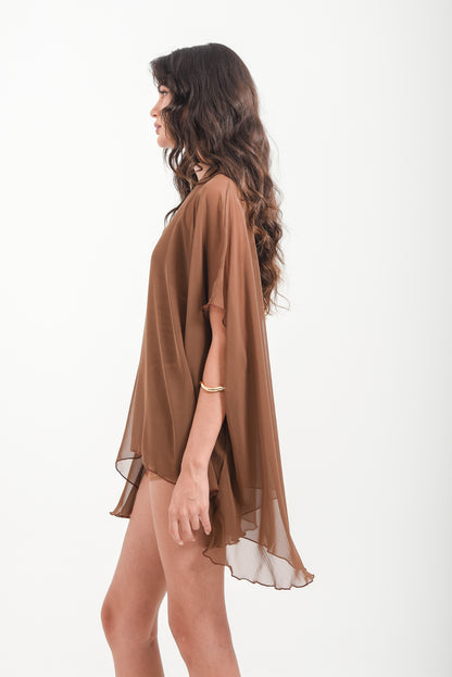 Siren Sheer Kaftan In Brown