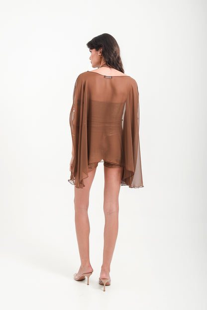 Siren Sheer Kaftan In Brown