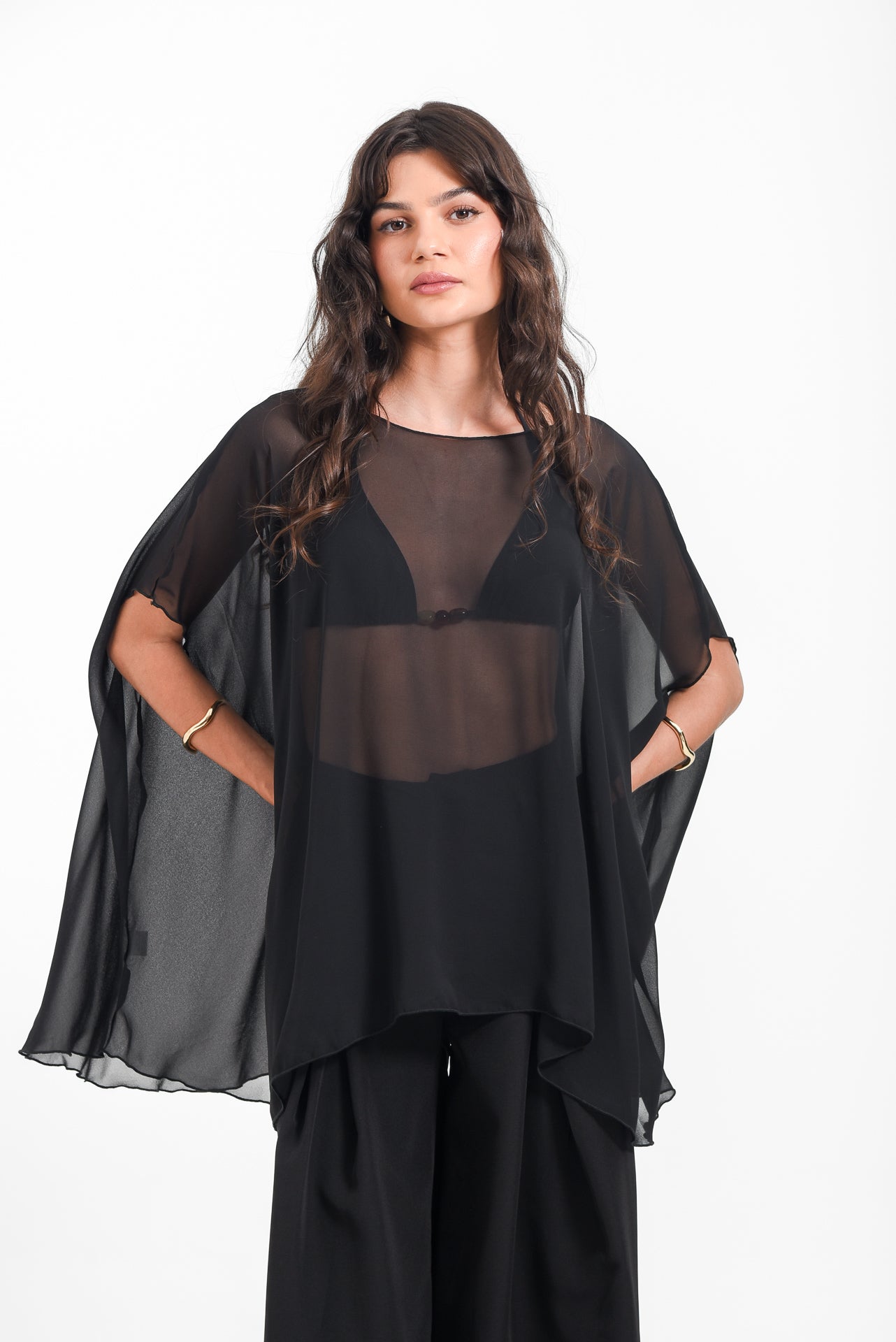 Siren Sheer Kaftan In Black