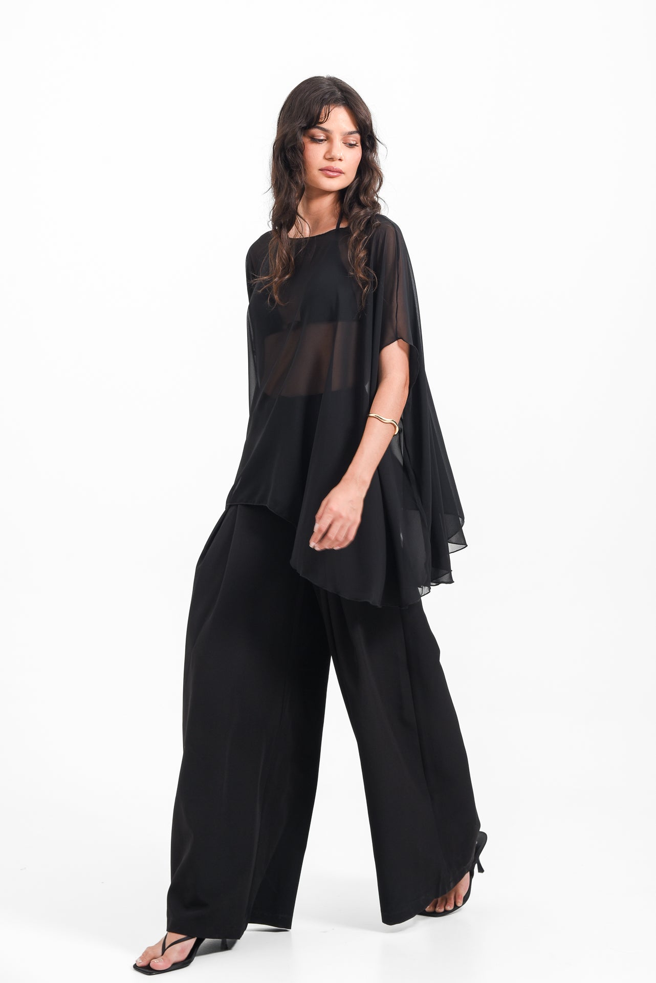 Siren Sheer Kaftan In Black