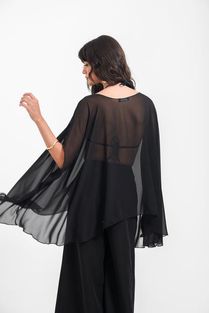 Siren Sheer Kaftan In Black