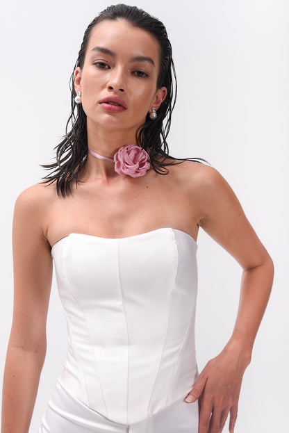 Strapless Corset Top In Off-White