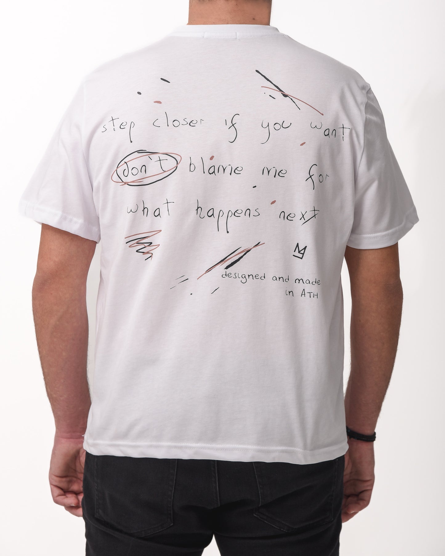 "Step Closer" Unisex Tee In White