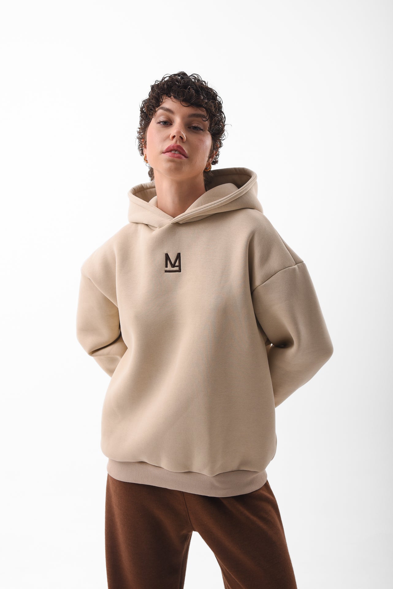 Unisex Logo Hoodie in Beige