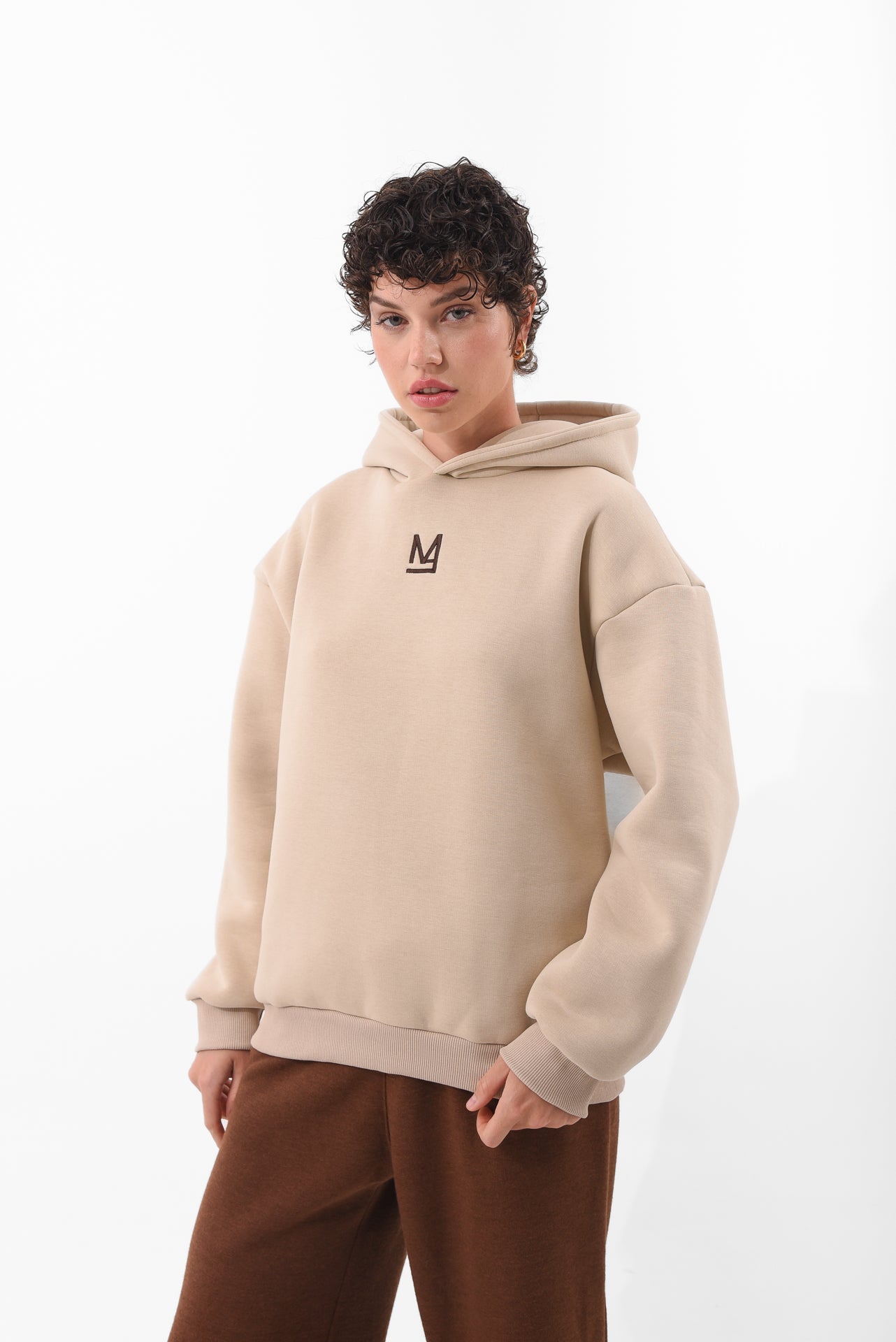 Unisex Logo Hoodie in Beige