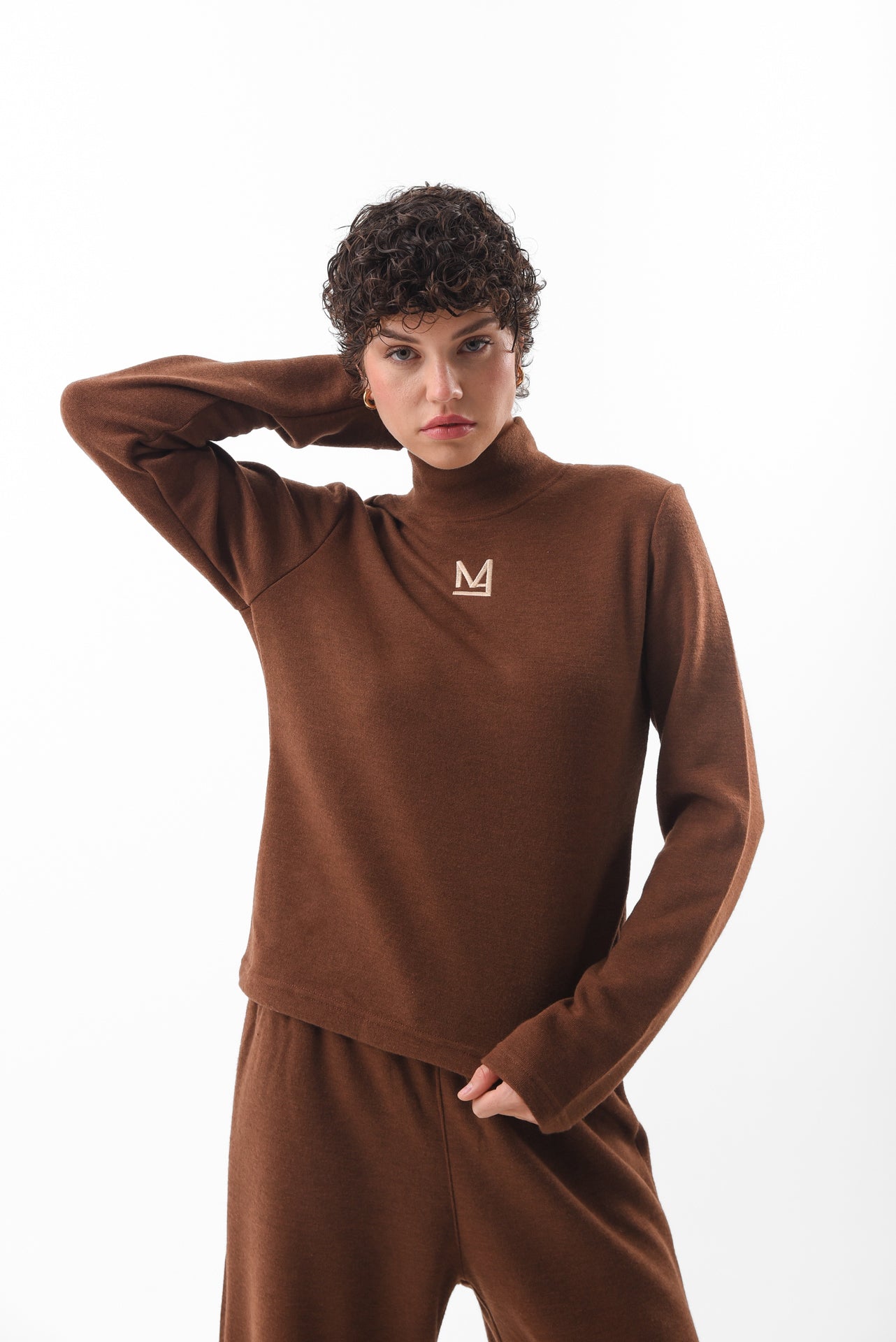 Brown Knit Logo Top