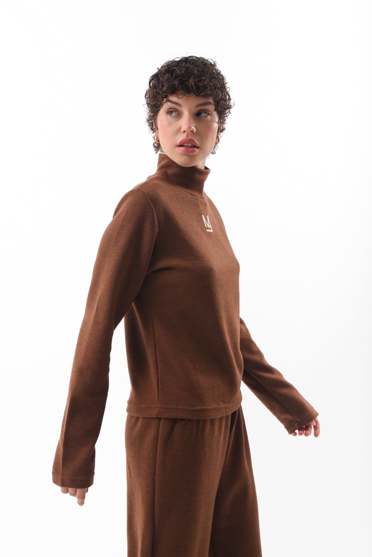 Brown Knit Logo Top