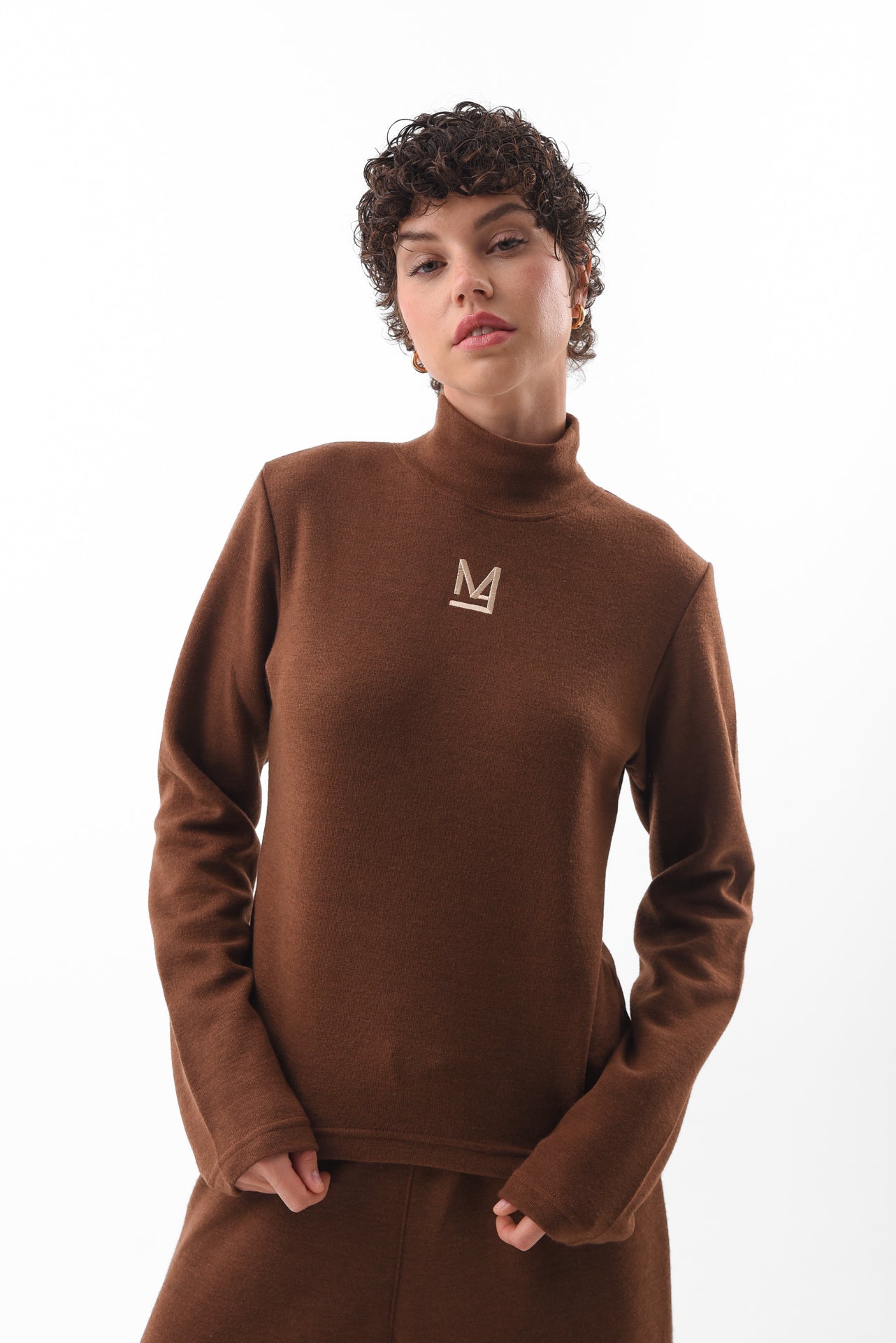 Brown Knit Logo Top