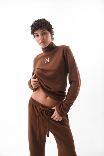 Brown Knit Logo Top