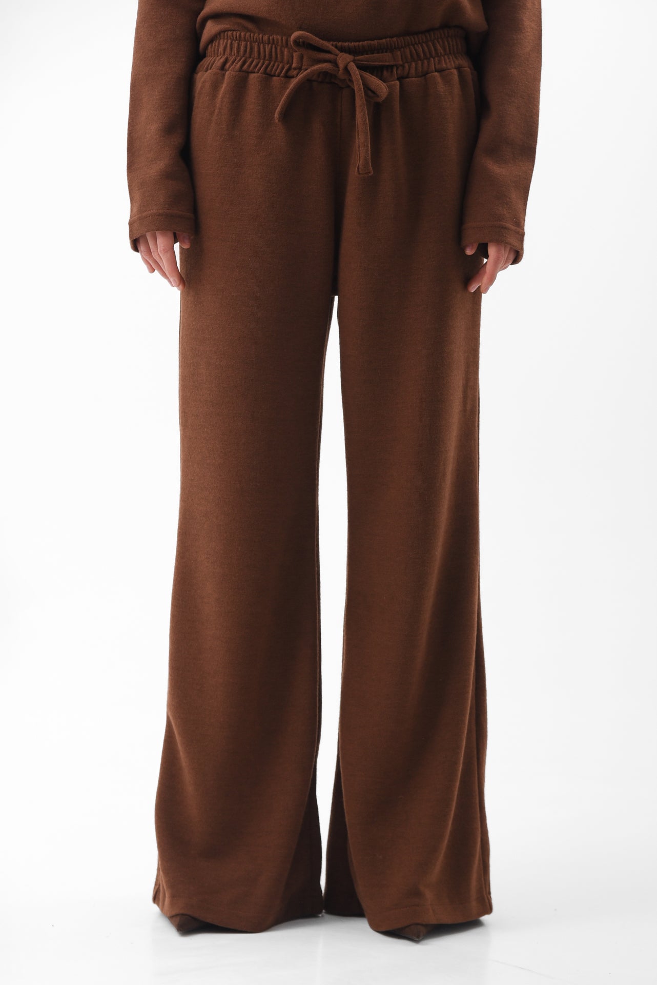 Brown Flared Knit Trousers