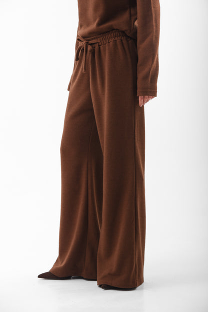 Brown Flared Knit Trousers