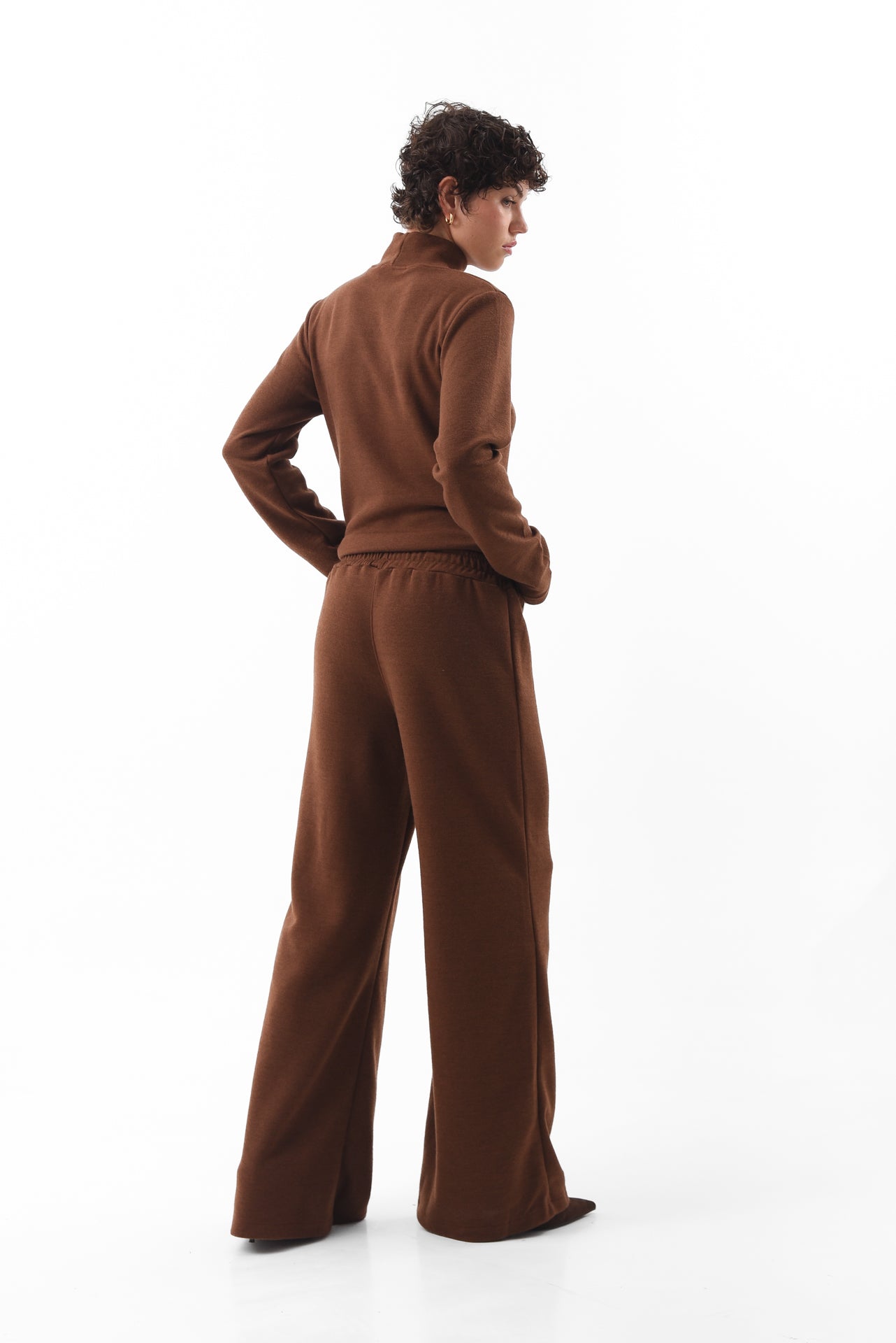 Brown Flared Knit Trousers