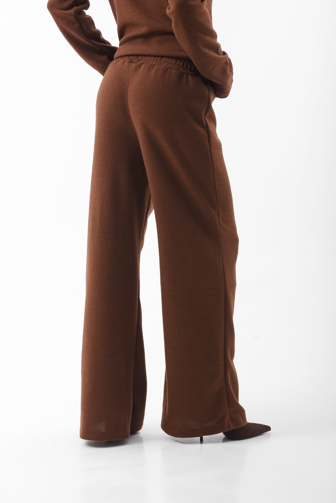 Brown Flared Knit Trousers