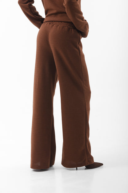 Brown Flared Knit Trousers