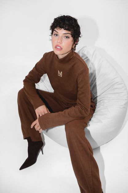 Brown Knit Logo Top