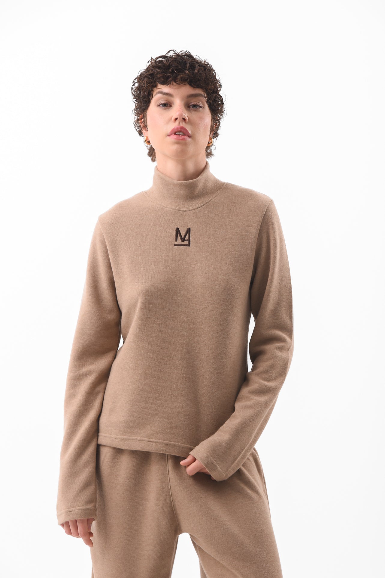 Beige Knit Logo Top