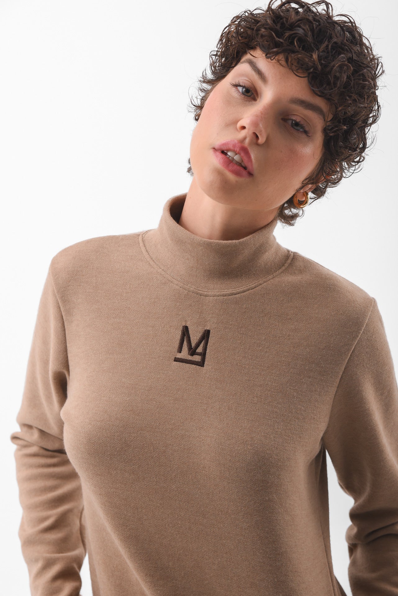 Beige Knit Logo Top