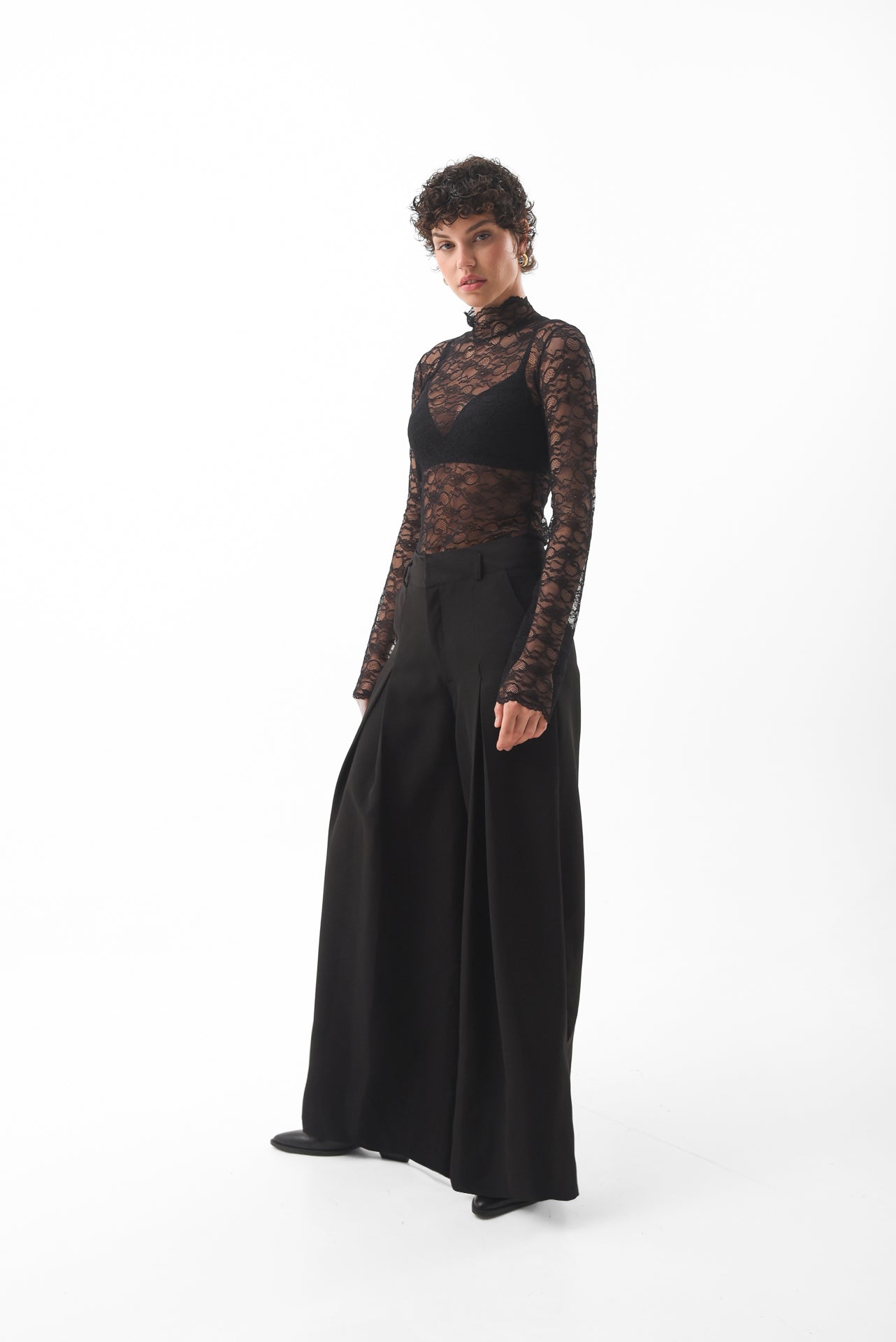 Tailored Pleated Wide-Leg Trousers