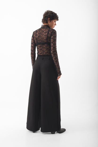 Tailored Pleated Wide-Leg Trousers