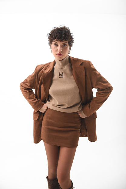 Brown Suede Mini Skirt