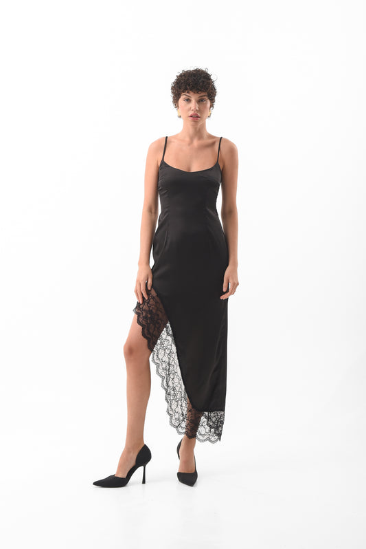 Asymmetrical Lace Slip Dress