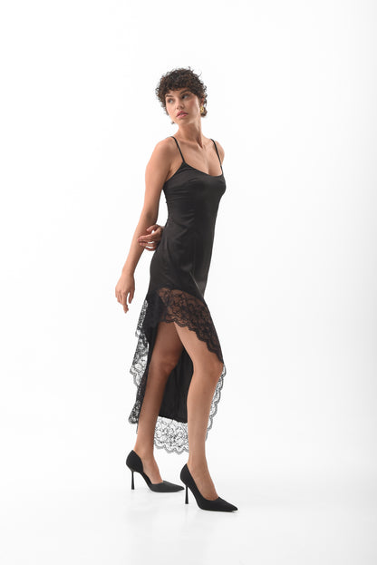 Asymmetrical Lace Slip Dress