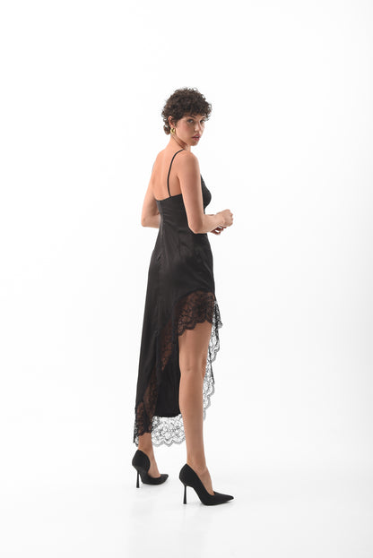 Asymmetrical Lace Slip Dress