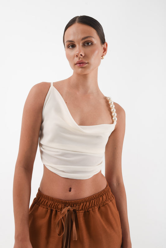 Pearl Essence Crop Top In Ivory
