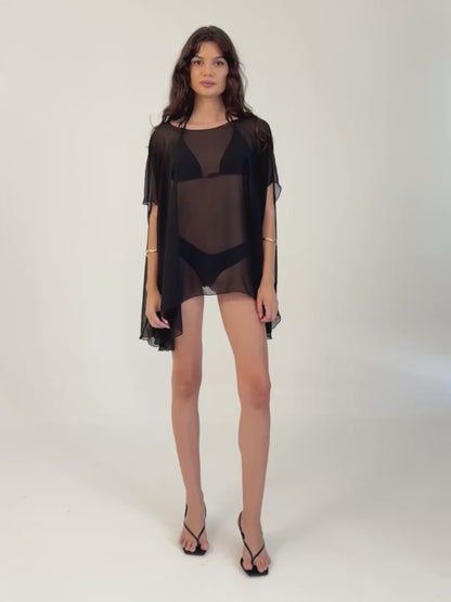 Siren Sheer Kaftan In Black