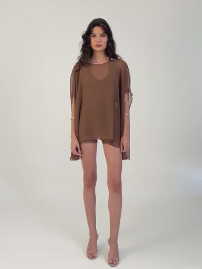 Siren Sheer Kaftan In Brown