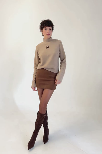Brown Suede Mini Skirt